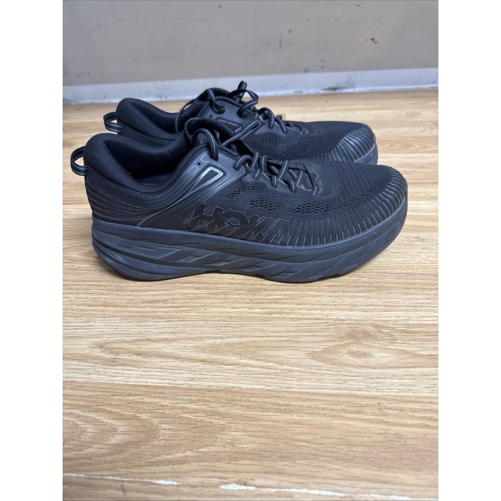 Hoka One One Bondi 7 Shoes Men 12.5 EEEE Black Athletic Sneakers 1117033 BBLC
